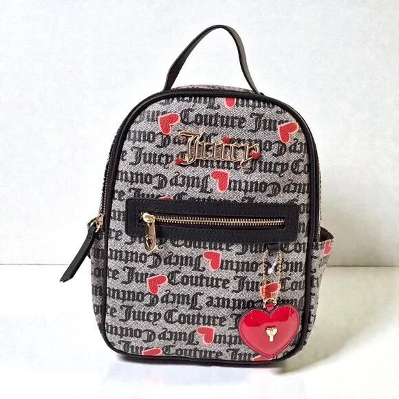 Juicy Couture I Heart Juicy Backpack Black /Beige /Red NWT - Picture 1 of 9
